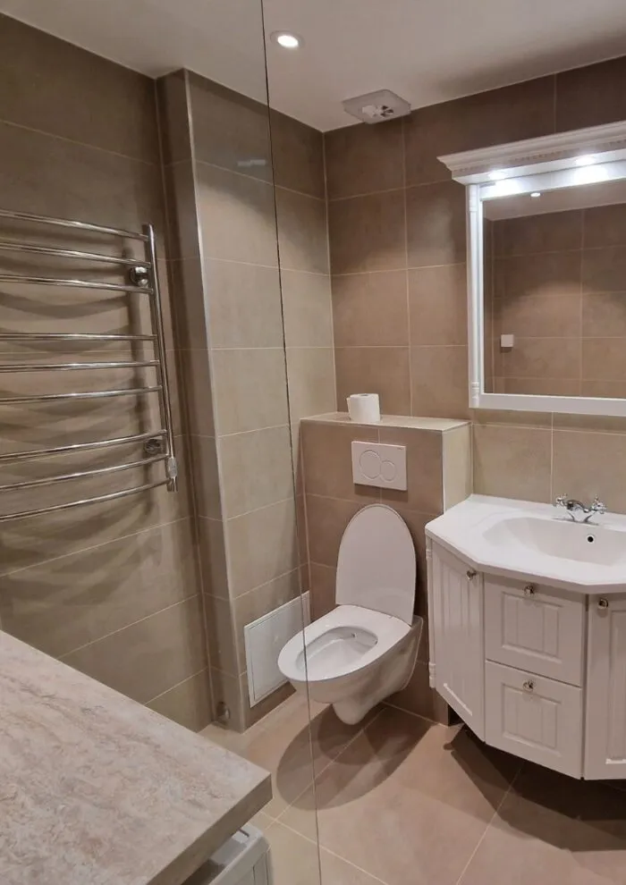 Modernt badrum efter totalrenovering, Partille